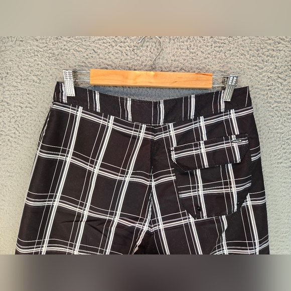 Hurley Mens Board Shorts Sz 28 Swim Trunk Summer Wear Black-White Large Checks - Picture 8 of 13